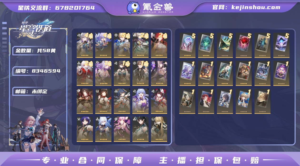 编号 H225 亮点 58金  24角色 ...