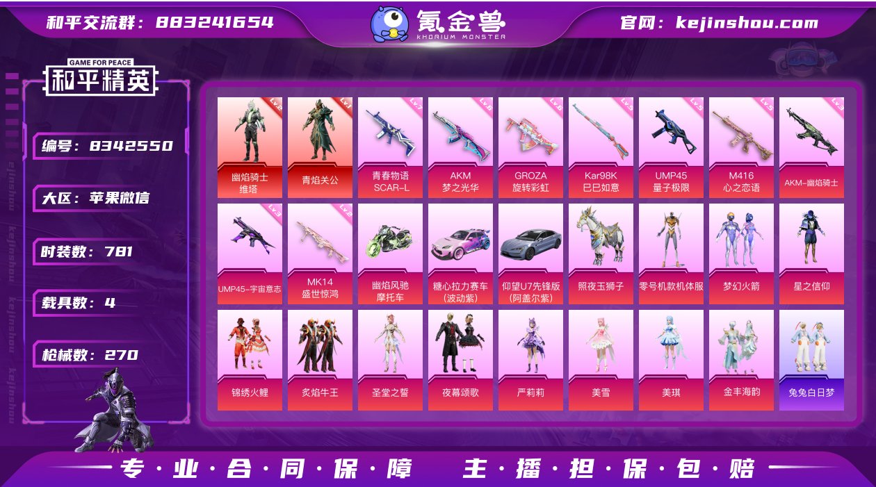 2红装 12粉装 9特效枪 4载具 14印...