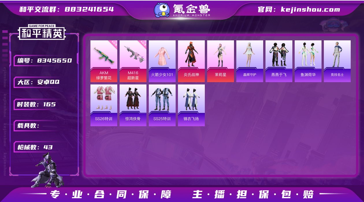 2粉装 2特效枪 1印记 可二次 身法装备...