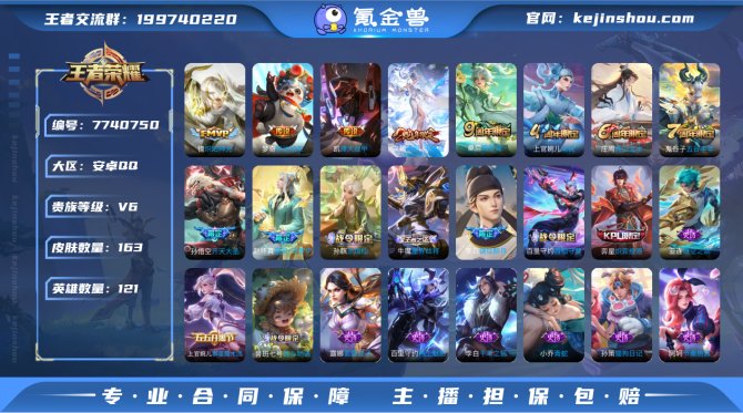 121英雄163皮肤6传说41史诗55限定...