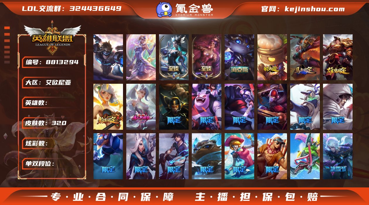 实名: 可修改 实名人: 不是本人 皮肤数...