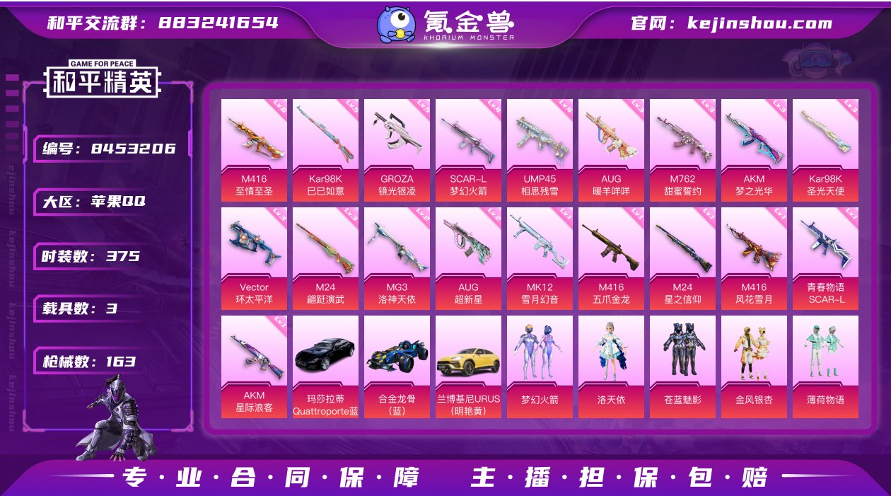 yyhp026 和平精英苹果qq 12粉装...