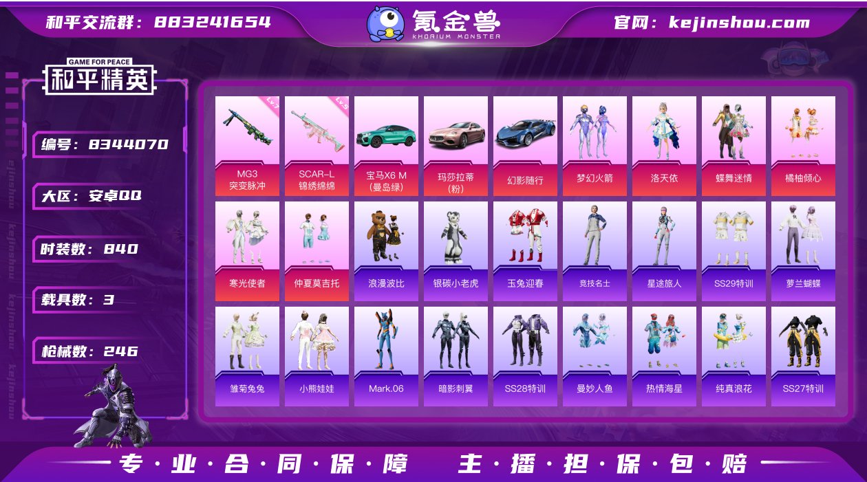 7粉装 2特效枪 3载具 18印记 可二次...