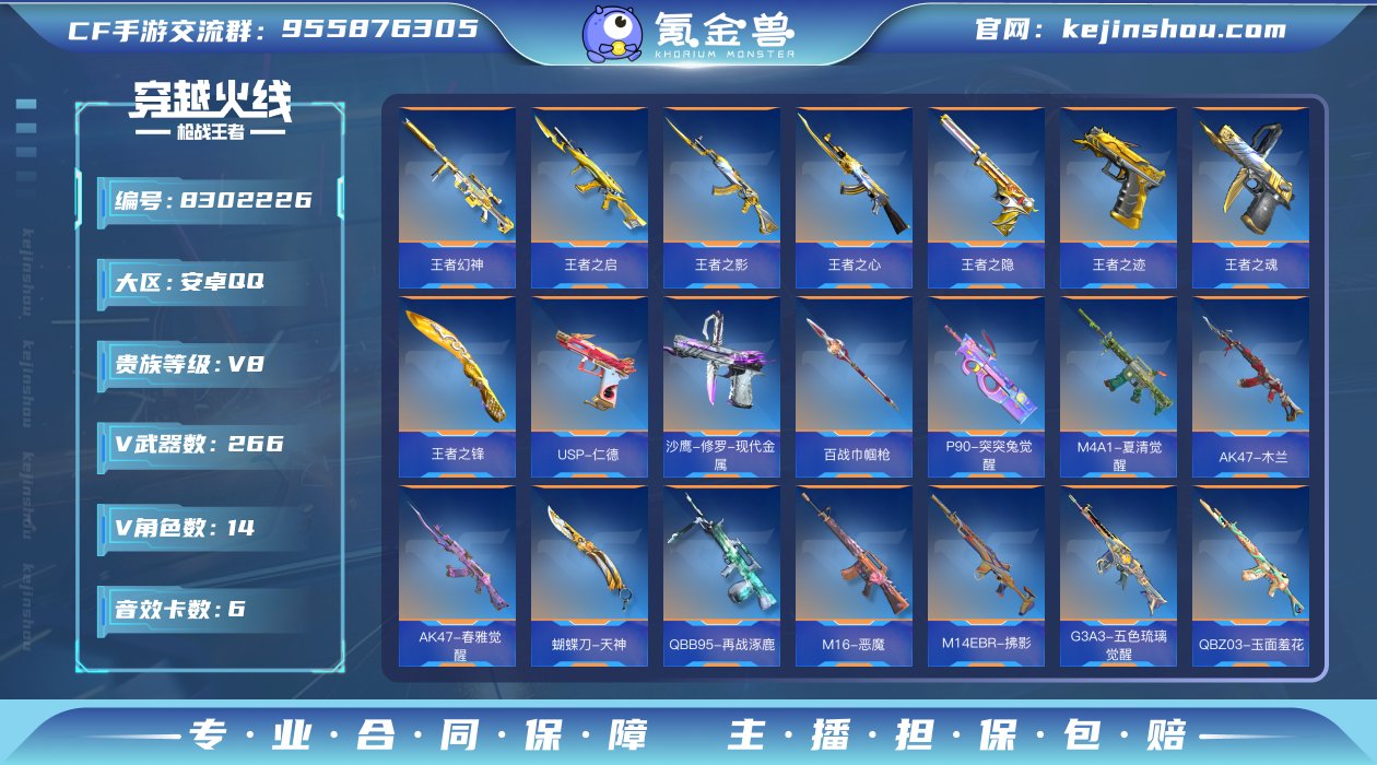 实名: 可修改 v武器数: 266 王者武...