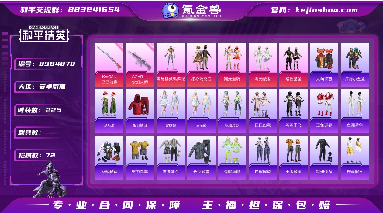 实名: 可修改 时装数: 225 枪械数:...