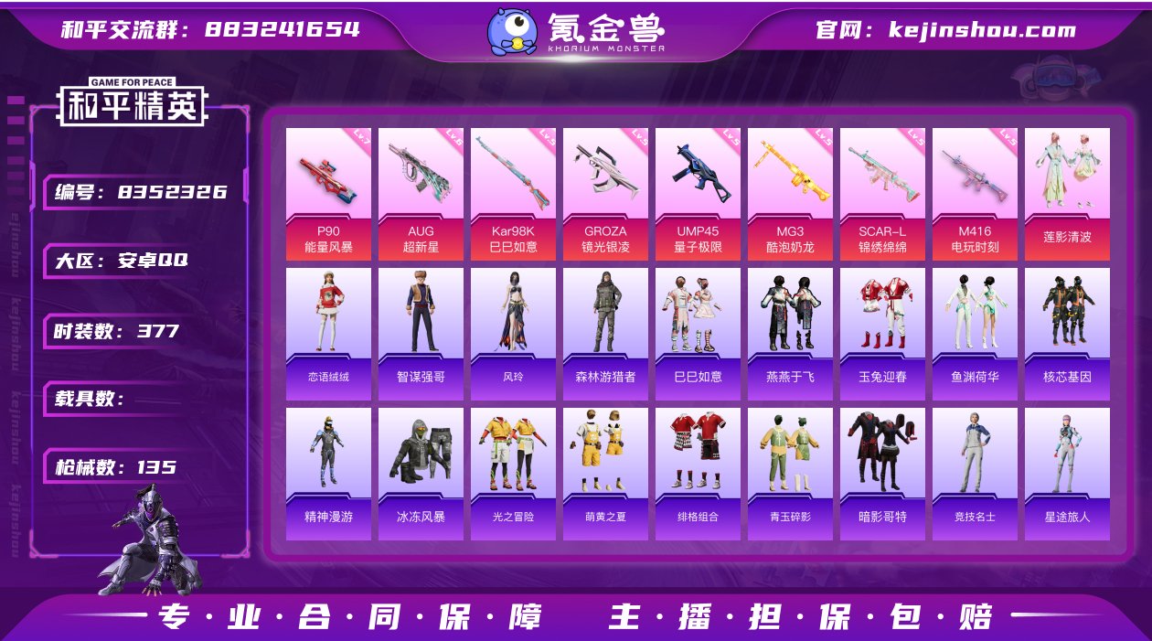 实名: 可修改 时装数: 377 枪械数:...