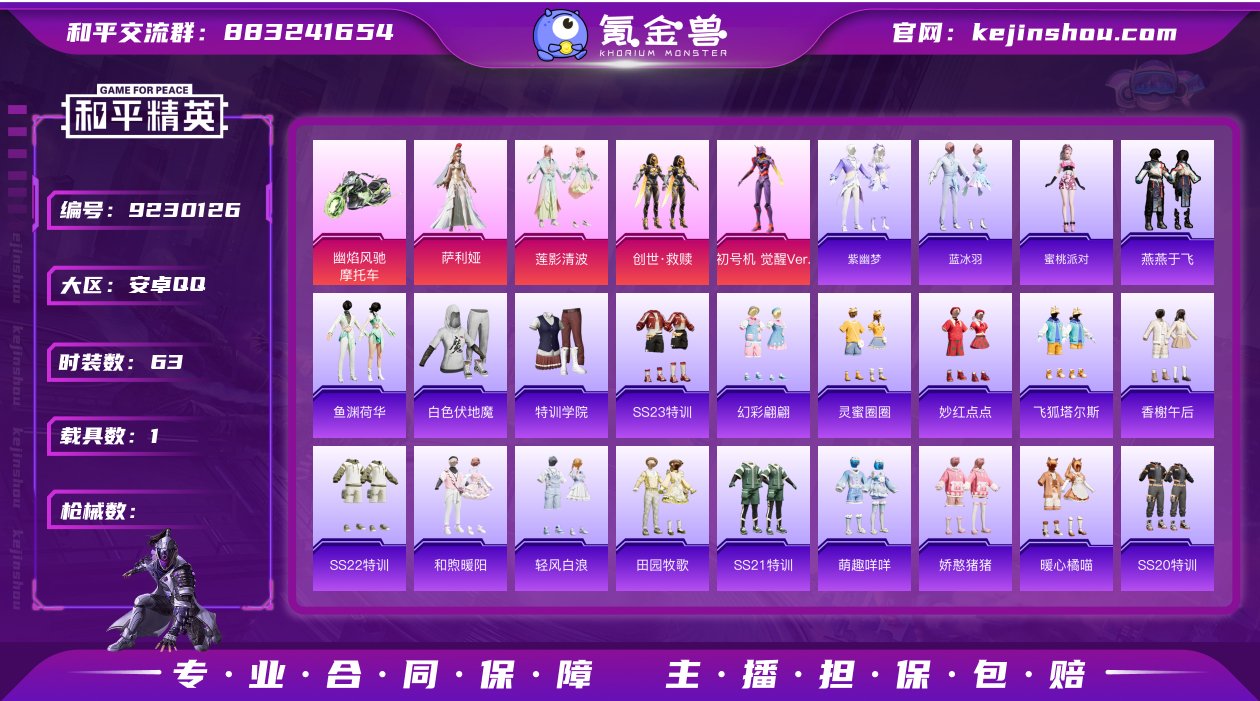 【和平精英】【TXHP668】4粉装，0特...