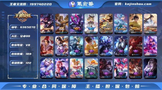 【WZF1902】贵族8/皮肤188/典藏...