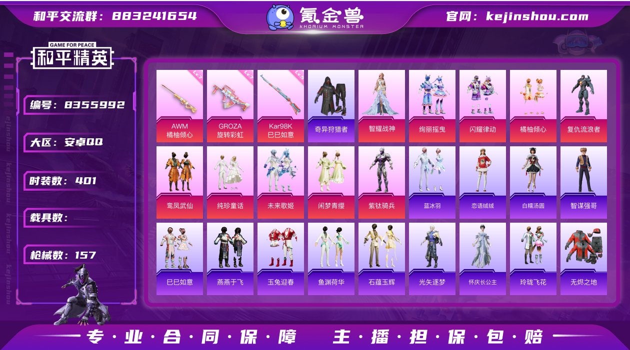 实名: 不可修改 时装数: 401 枪械数...