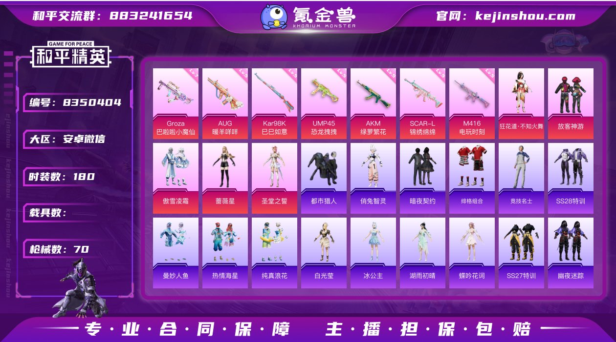 实名: 不可修改 时装数: 180 枪械数...