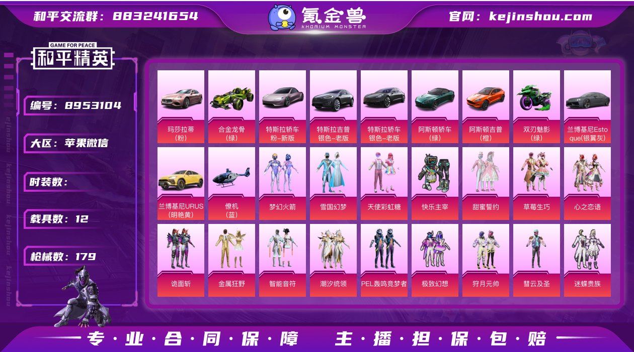 23粉装 8特效枪 12载具 9印记 可二...