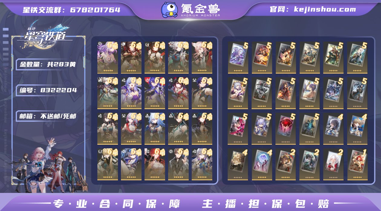 编号：S1006  283金 32金角色 ...