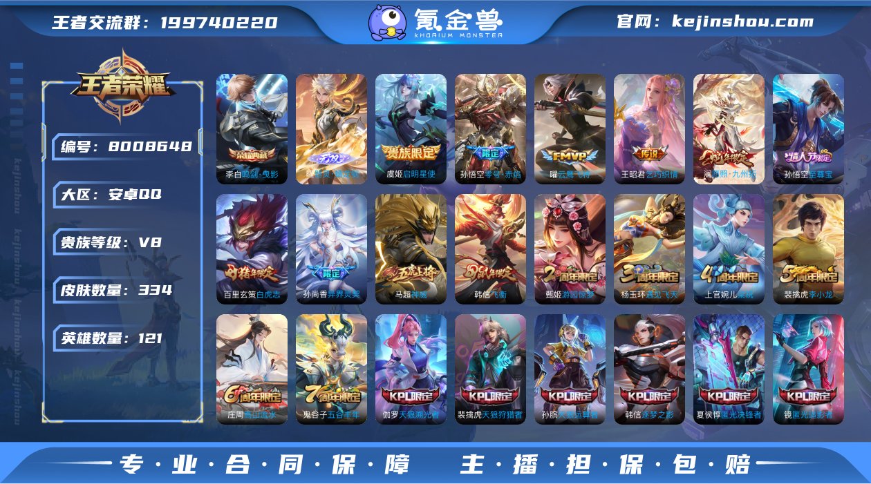 实名: 可修改 贵族等级: V8 英雄数:...