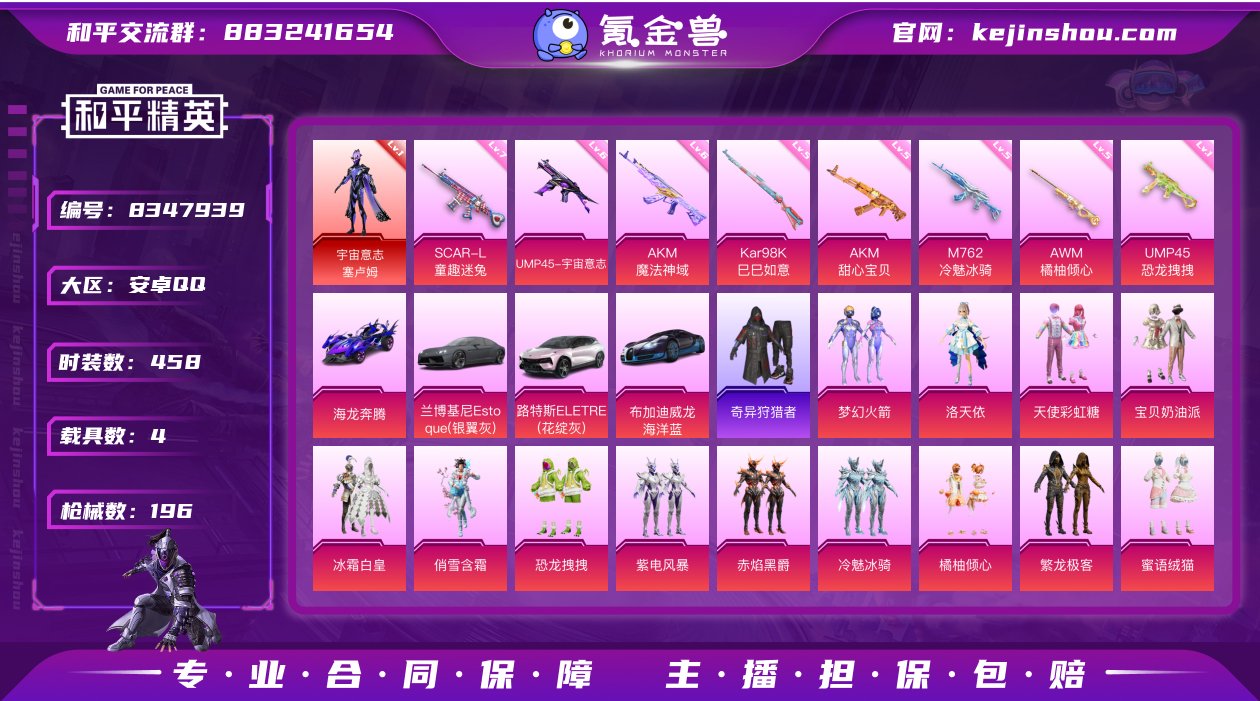 1红装 13粉装 8特效枪 4载具 13印...