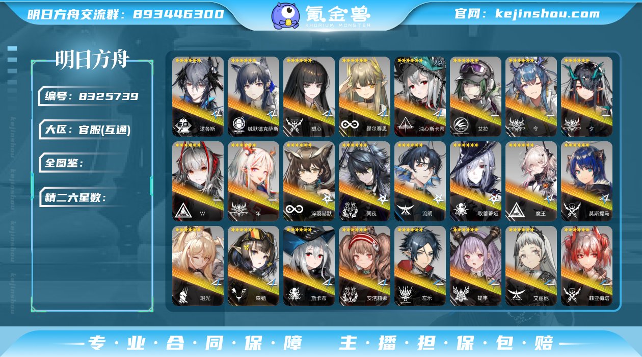 yymr231明日方舟官服68个六星
