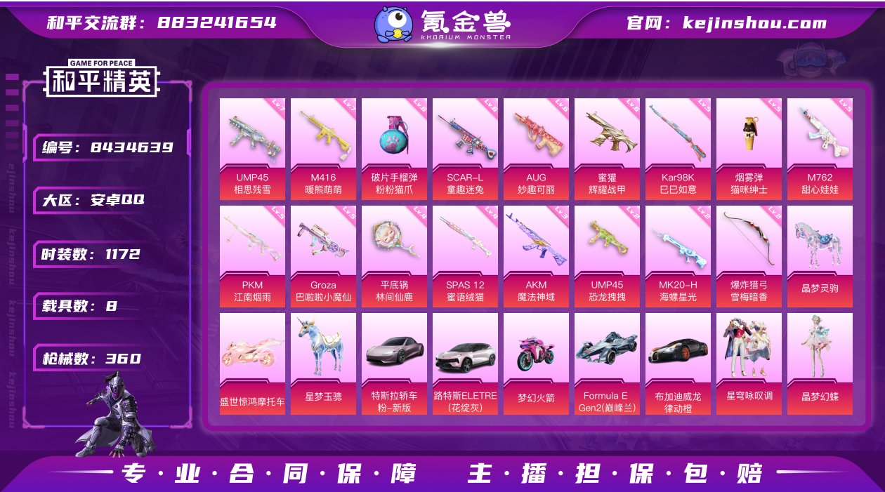 实名: 可修改 时装数: 1172 载具数...