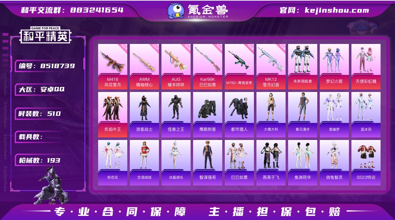 实名: 可修改 时装数: 510 枪械数:...