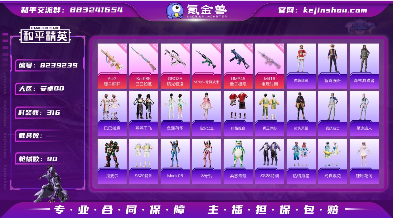 实名: 不可修改 时装数: 316 枪械数...