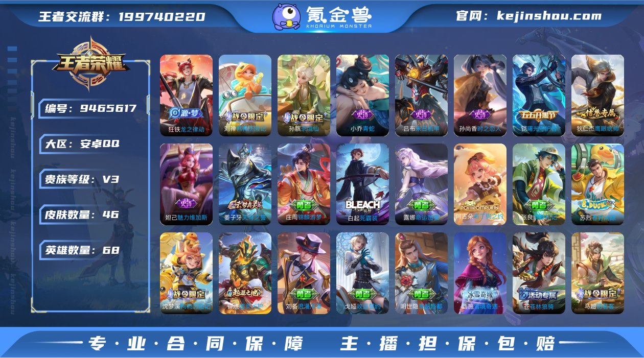 贵族V3 史诗皮肤9 皮肤数量46 皮肤价...