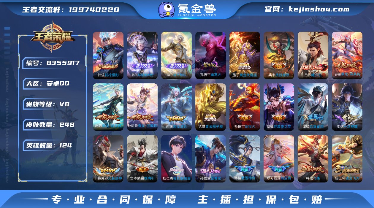 韩信国标 韩信7皮 可二次 9印记 打野4...