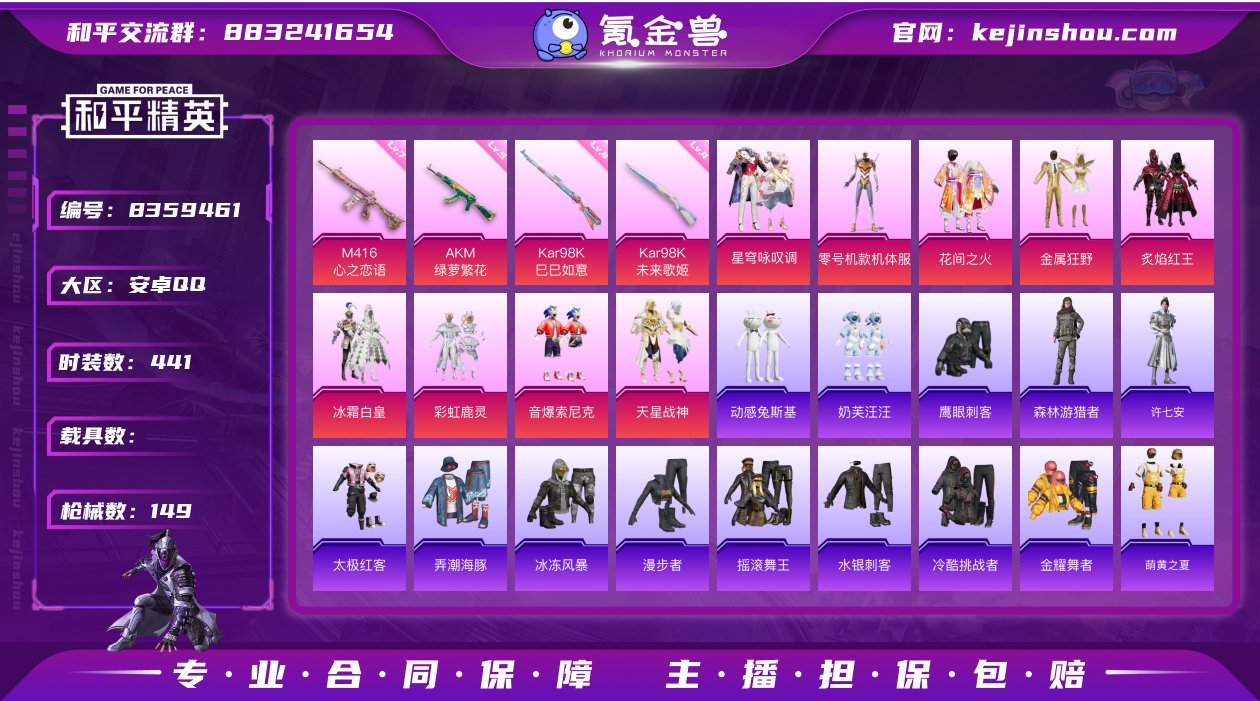 实名: 可修改 时装数: 441 枪械数:...