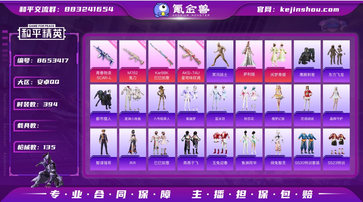 实名: 可修改 时装数: 394 枪械数:...