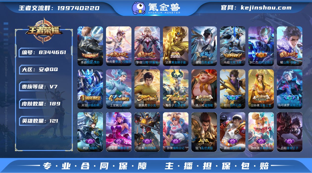 秒杀 189皮肤1典藏8传说 鸣剑曳影 无...