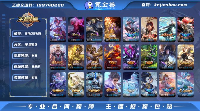 iOS【金标孙尚香+孙策+狼狗】322皮肤...