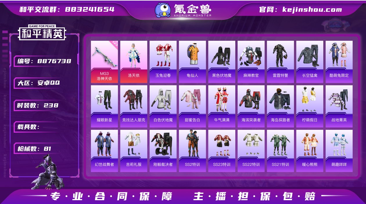 实名: 可修改 时装数: 238 枪械数:...