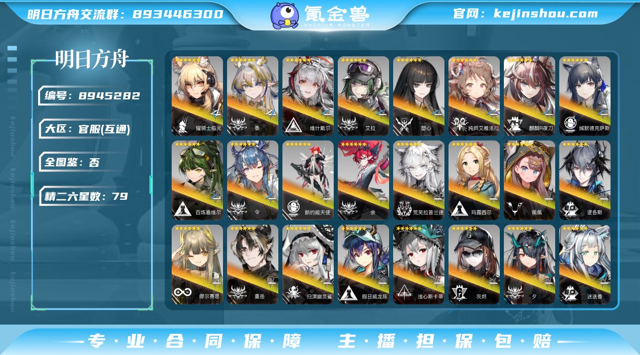 6星干员(限定4潜): 耀骑士临光 6星干...