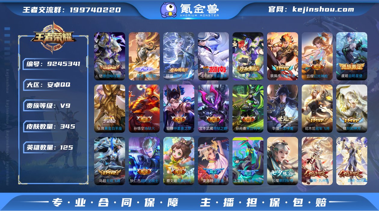 实名: 可修改 贵族等级: V9 英雄数:...