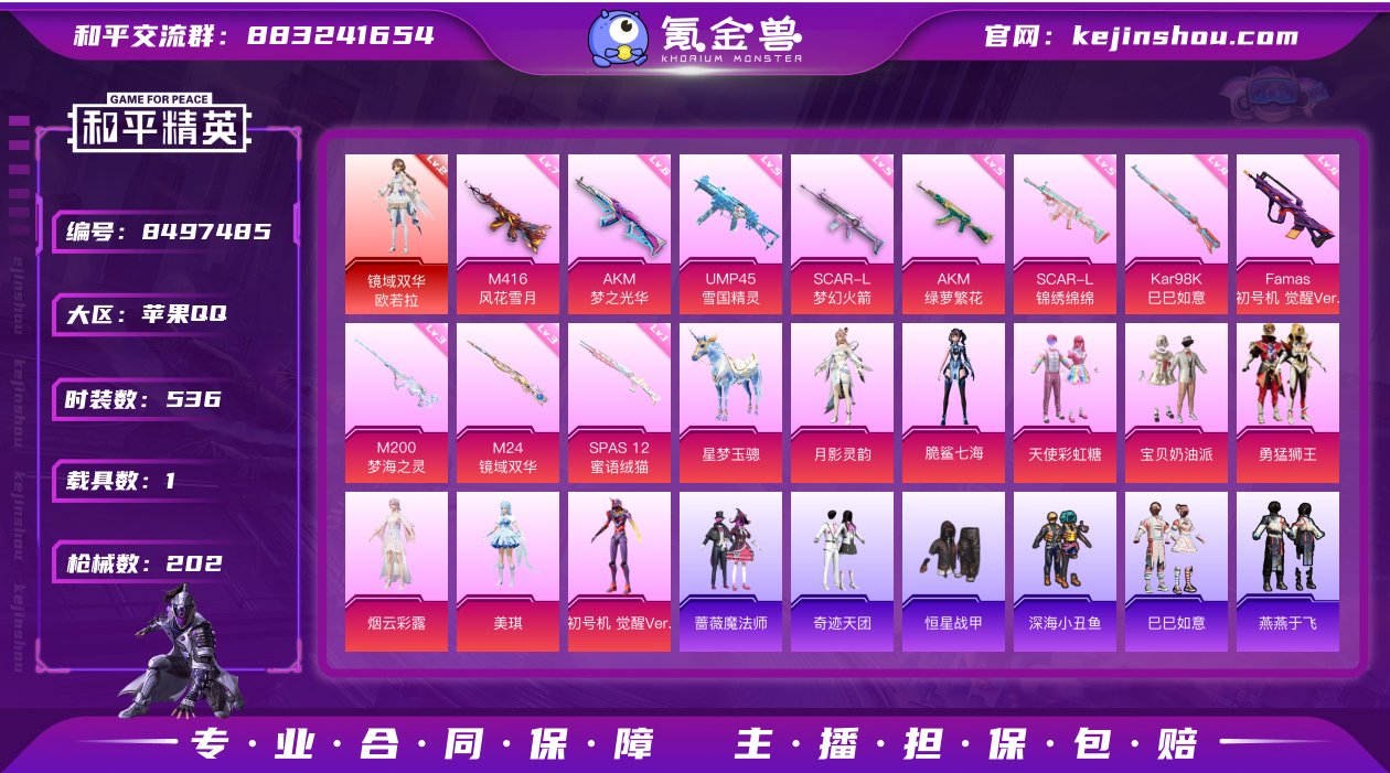 1红装 8粉装 11特效枪 1载具 9印记...