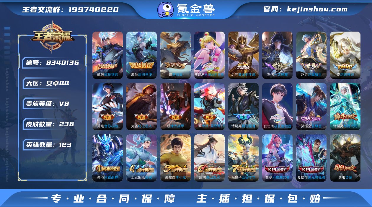 "【236皮肤V8 1典藏16传说 弑枪猎...