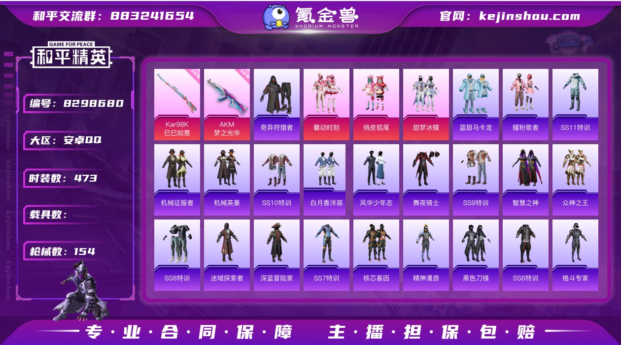 2升级枪 3粉装 12副套 154枪皮 1...