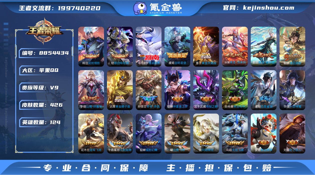 苹果QQ/ 426皮肤/ 124英雄 
【...