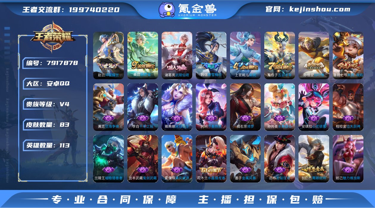 【WZN3508】贵族4/皮肤83/传说4...
