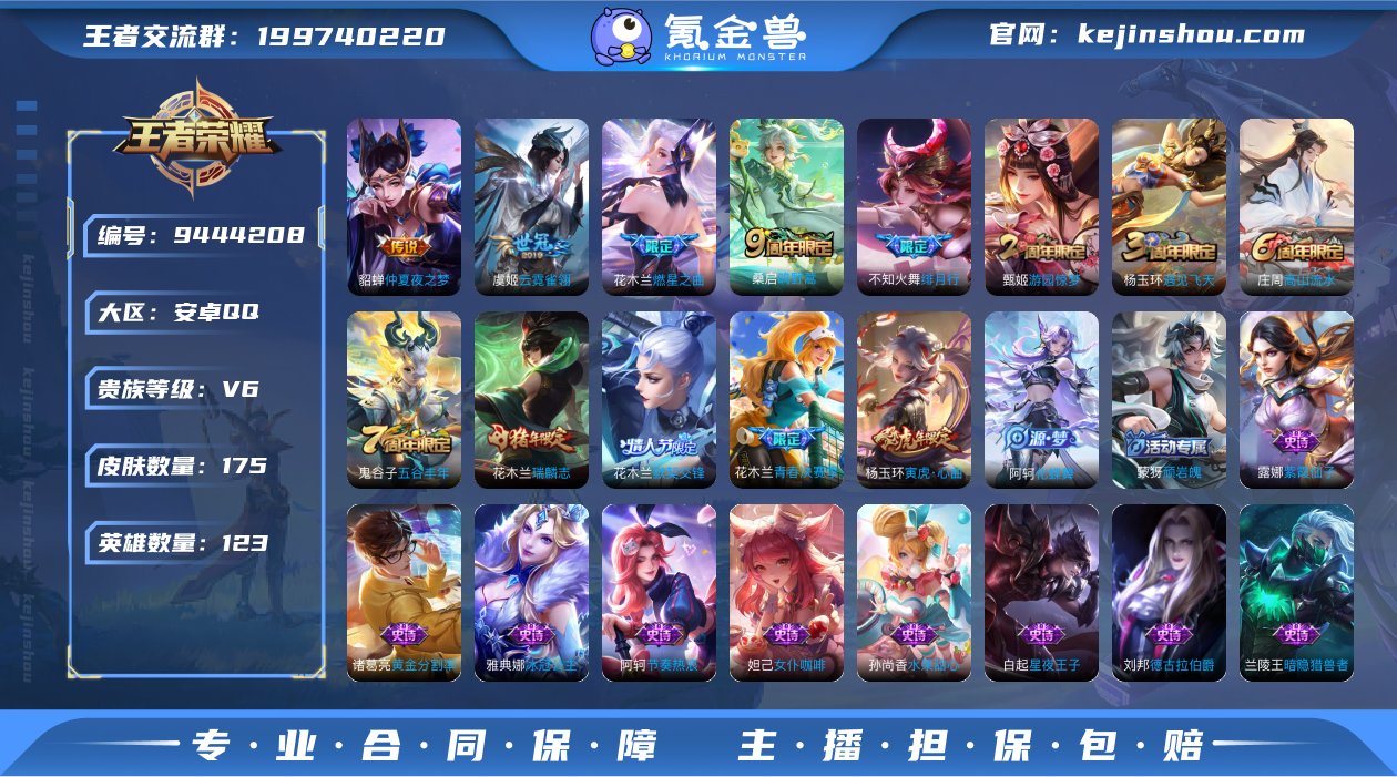 贵族V6 传说皮肤5 史诗皮肤40 皮肤数...