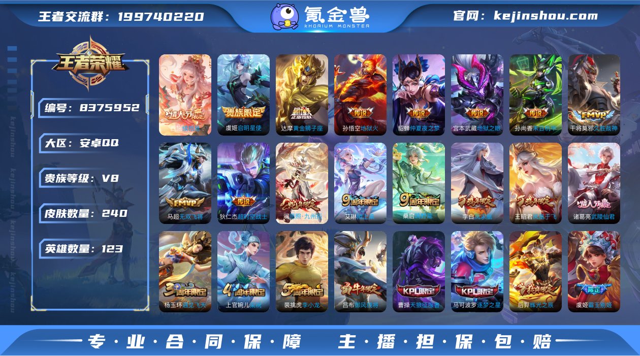 实名: 可修改 贵族等级: V8 英雄数:...