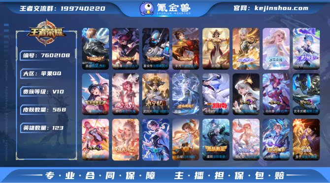 V10 无双耀+甄姬+瑶+妲己+小乔+武则...