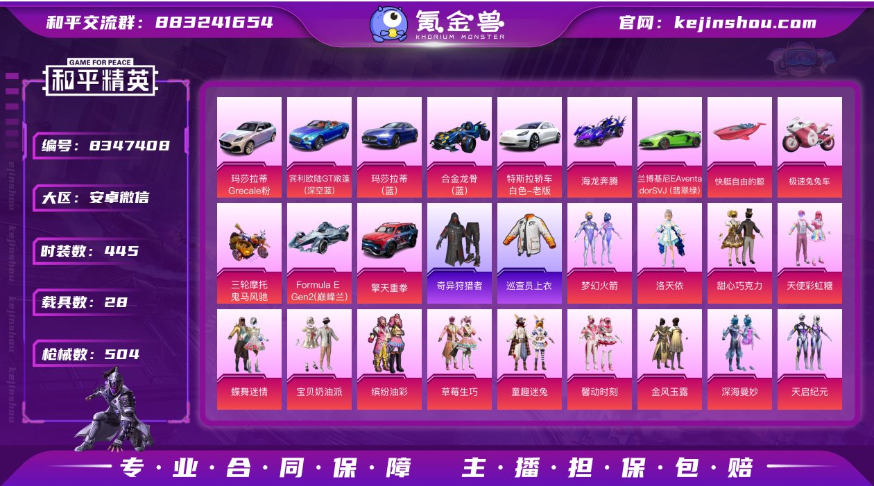实名: 可修改 时装数: 445 载具数:...