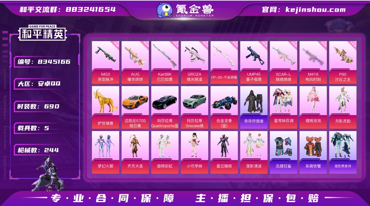 实名: 可修改 时装数: 690 载具数:...