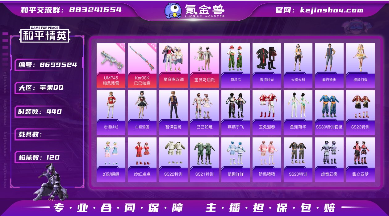 实名: 不可修改 时装数: 440 枪械数...