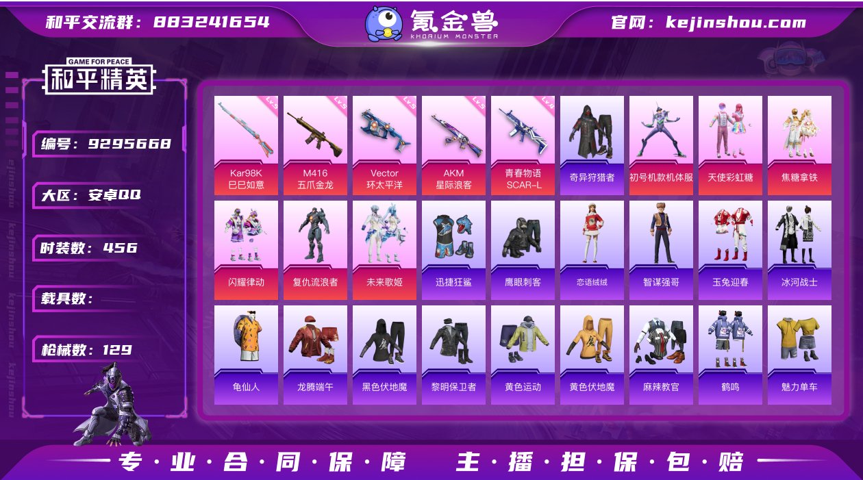实名: 可修改 时装数: 456 枪械数:...