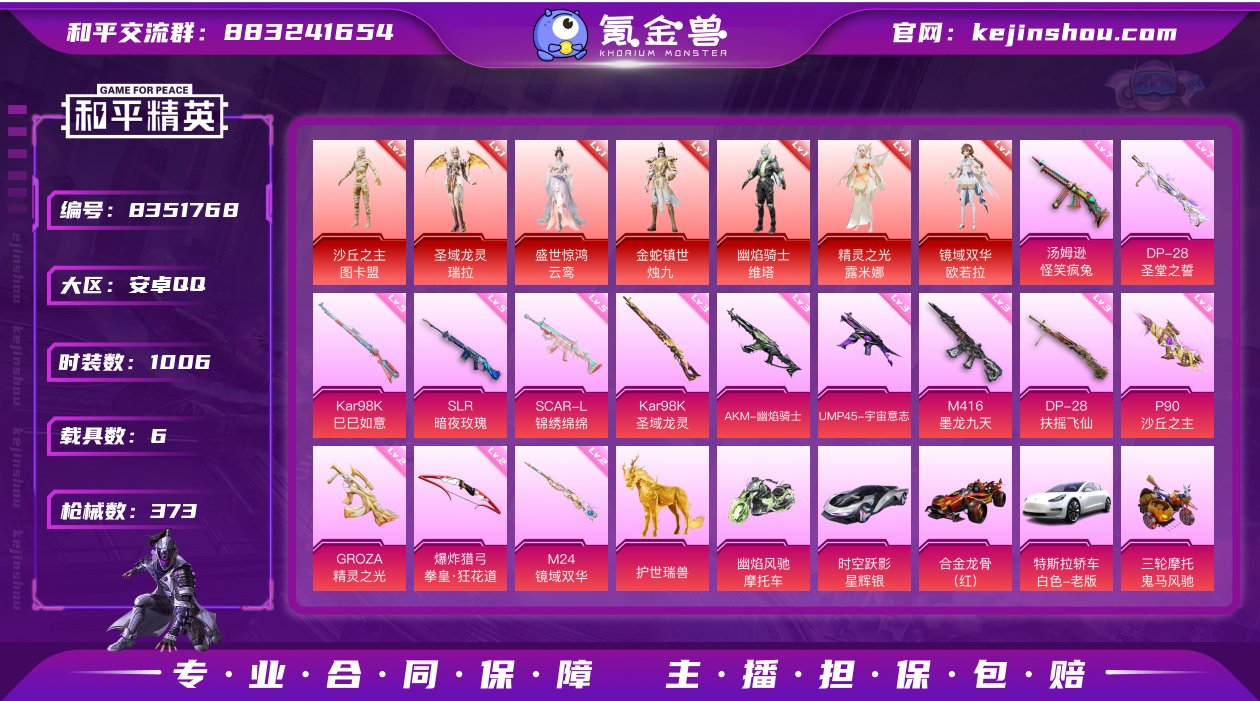 实名: 可修改 时装数: 1006 载具数...