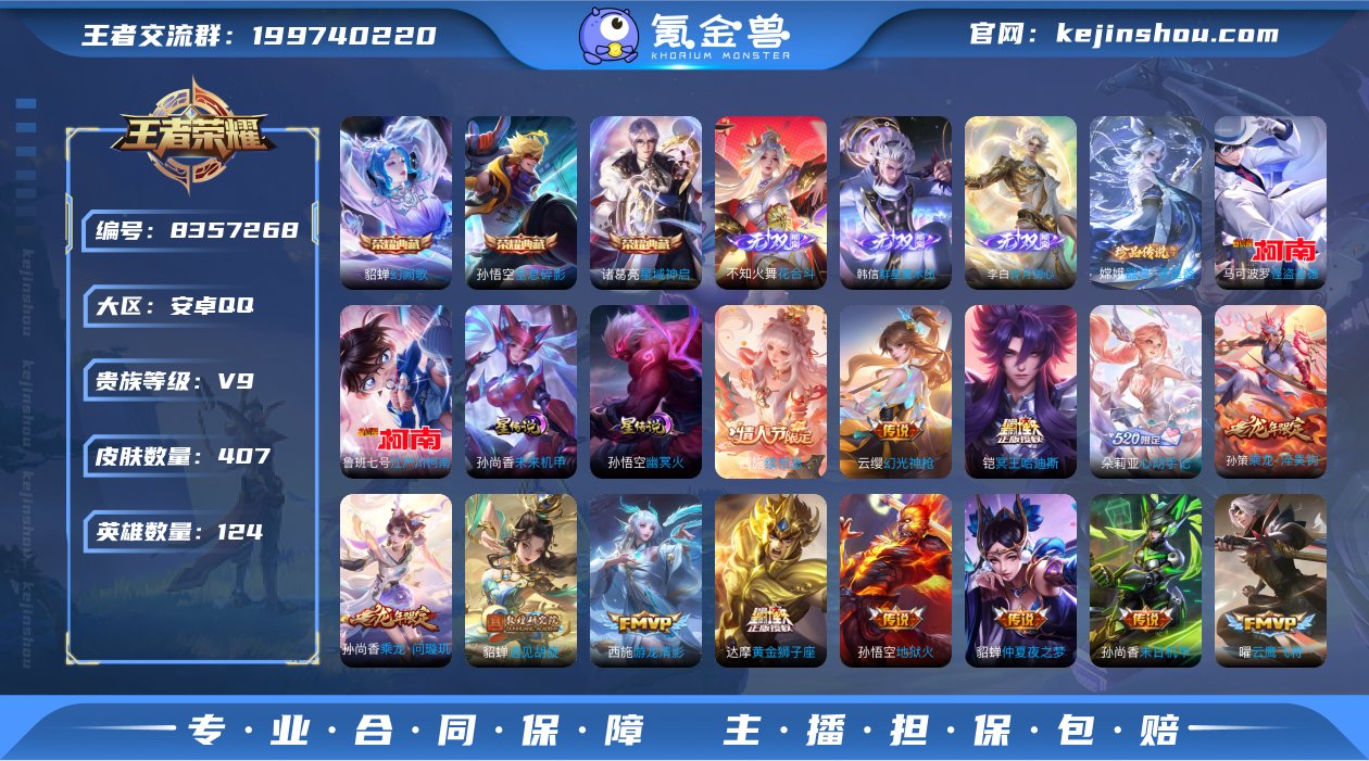 XSW806+"【王者和平一体号407皮肤...