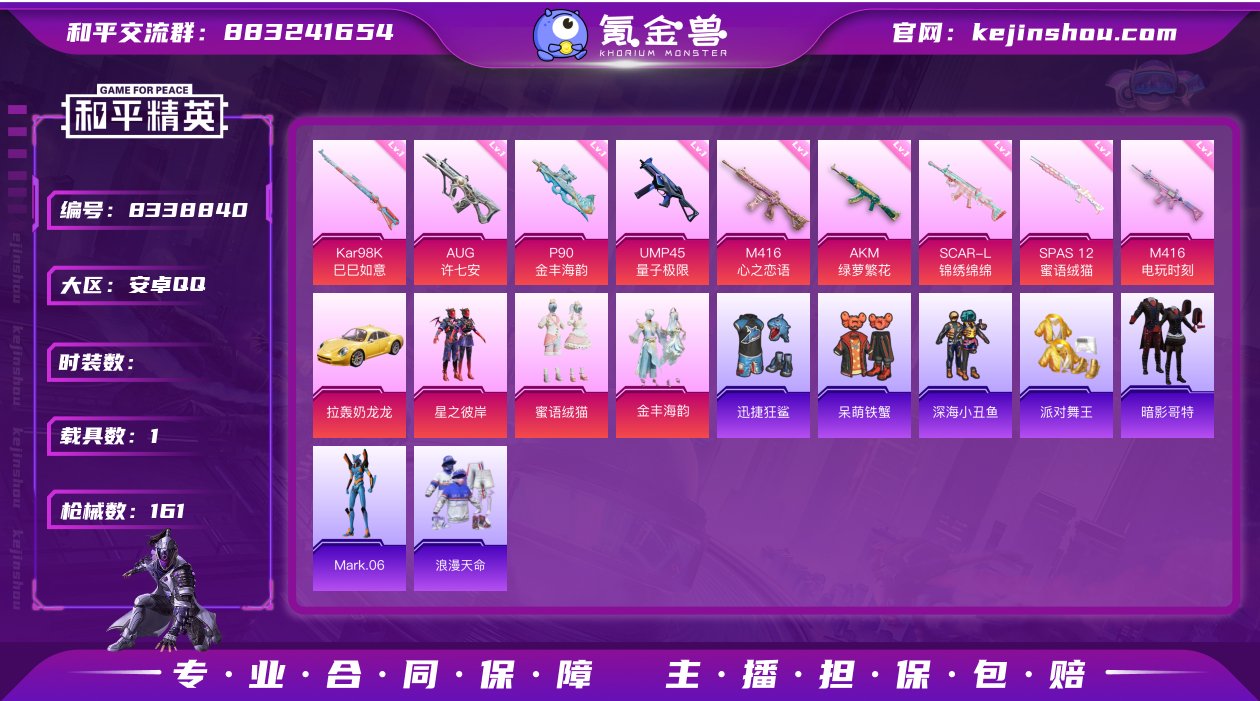 【1载具4粉装12特效枪3飞行器 神器境域...
