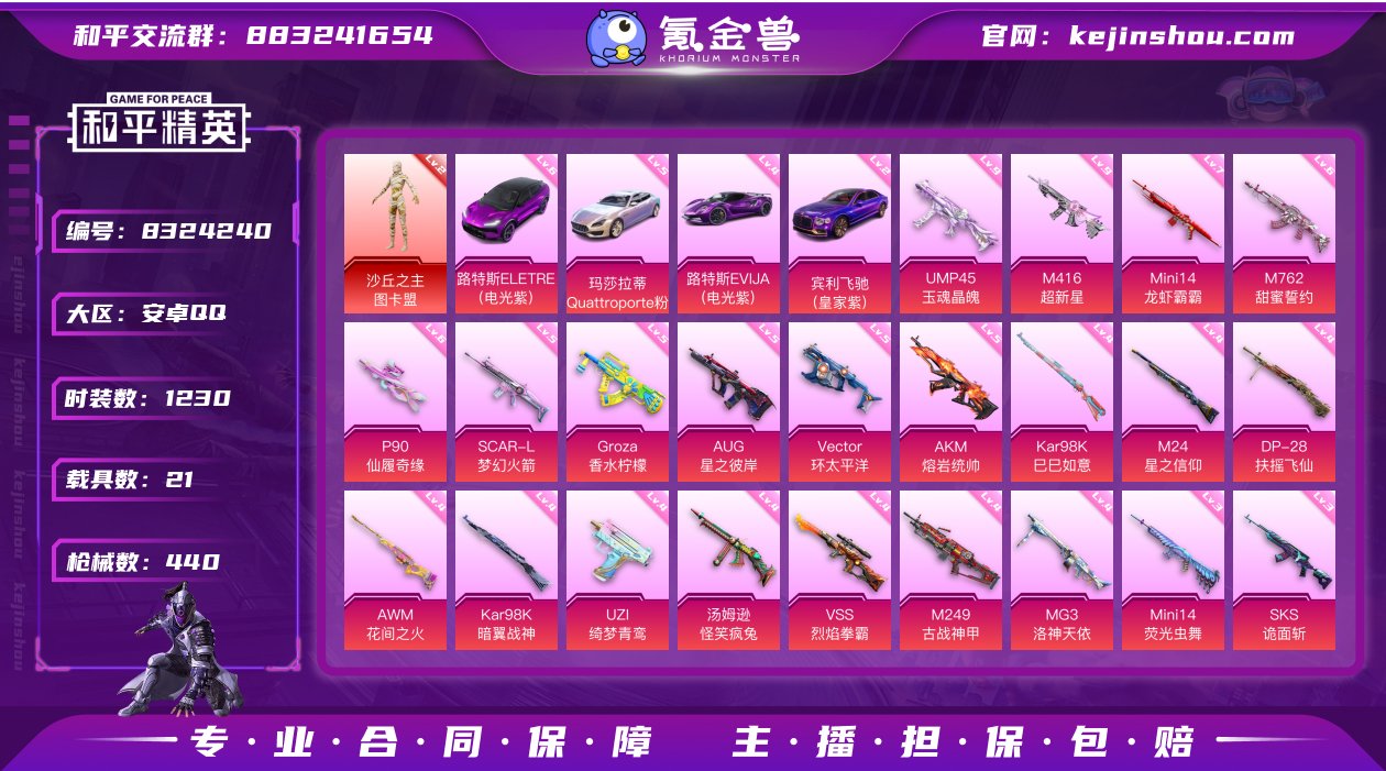 实名: 可修改 时装数: 1230 载具数...