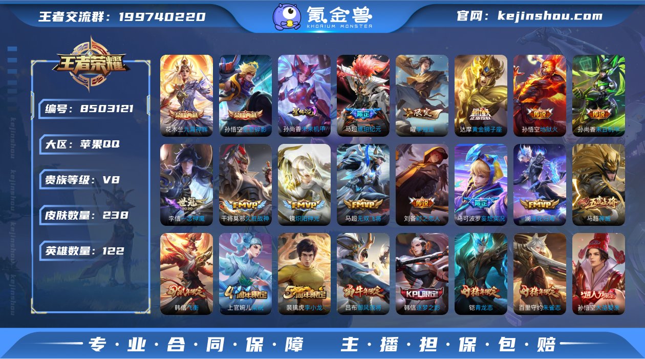 实名: 可修改 贵族等级: V8 英雄数:...