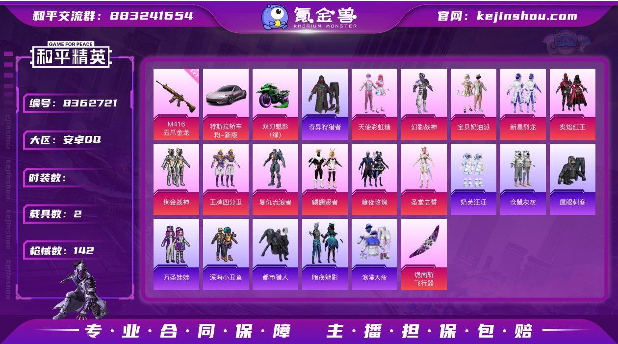 11粉装 6特效枪 2载具 4印记 可二次...