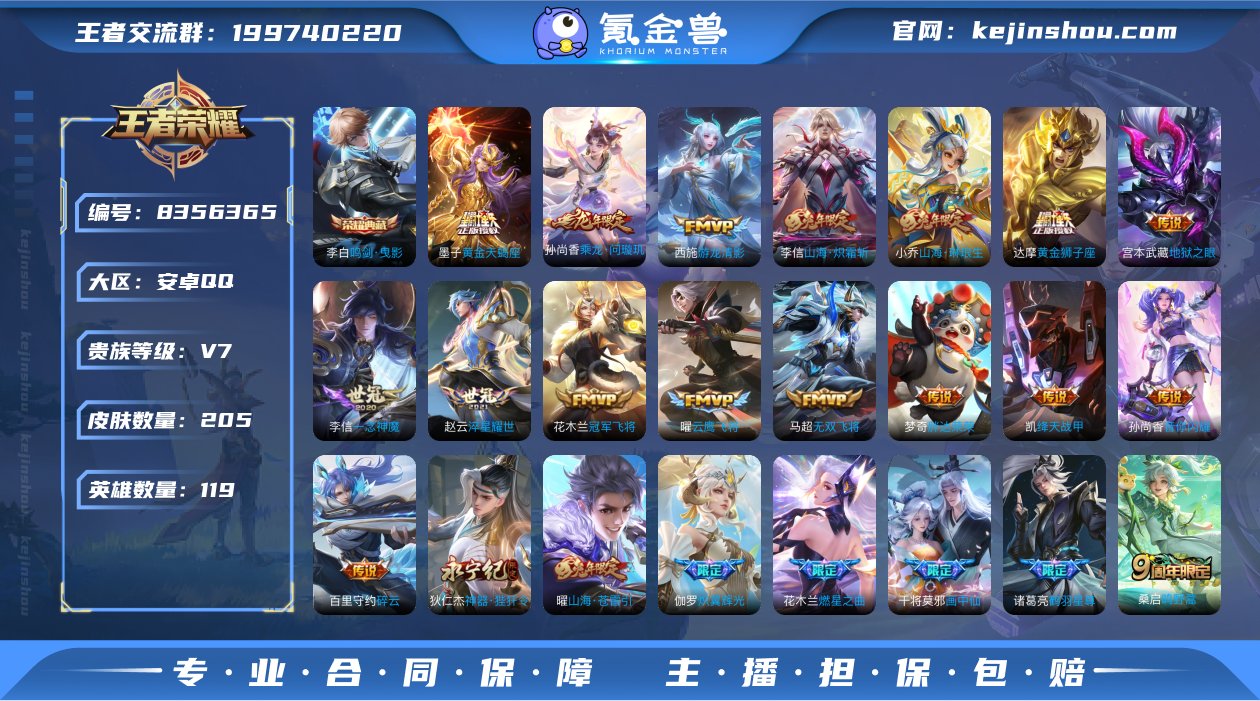 TXWZ1797 v8 205皮肤 1典藏...